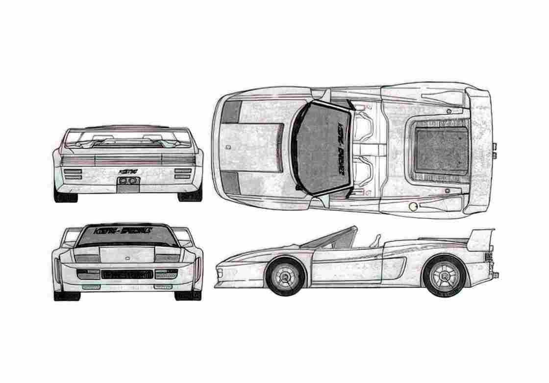 Blueprint Ferrari Testarossa Koenig Specials Competition Spider Roads A4 Photo Print
