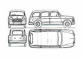 Blueprint Fiat 1100 103 Millecento Wagon 1959 A4 Photo Print