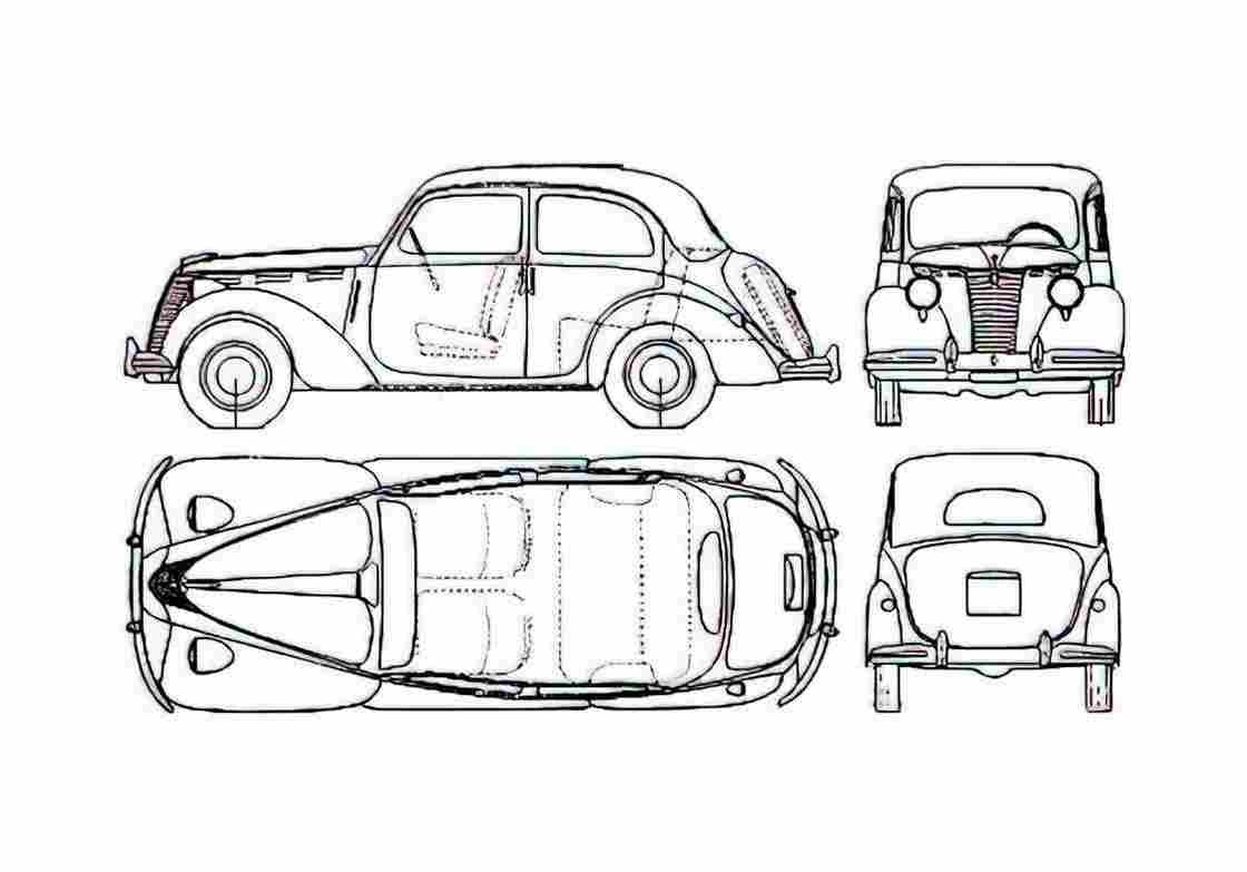 Blueprint Fiat 1100 E Sedan 1949 A4 Photo Print