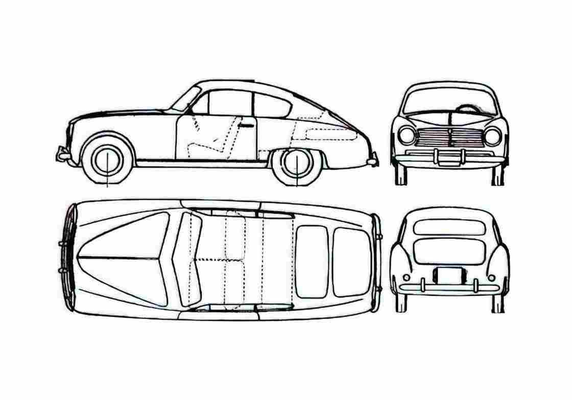 Blueprint Fiat 1100 ES Coupe 1951 A4 Photo Print