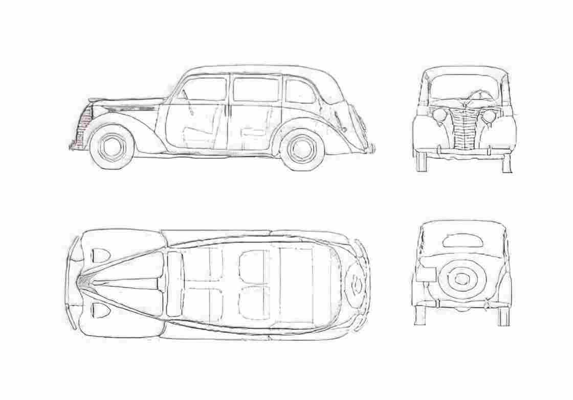 Blueprint Fiat 1100 L Berlina Sedan 1946 A4 Photo Print