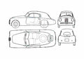 Blueprint Fiat 1100 S Coupe 1951 A4 Photo Print