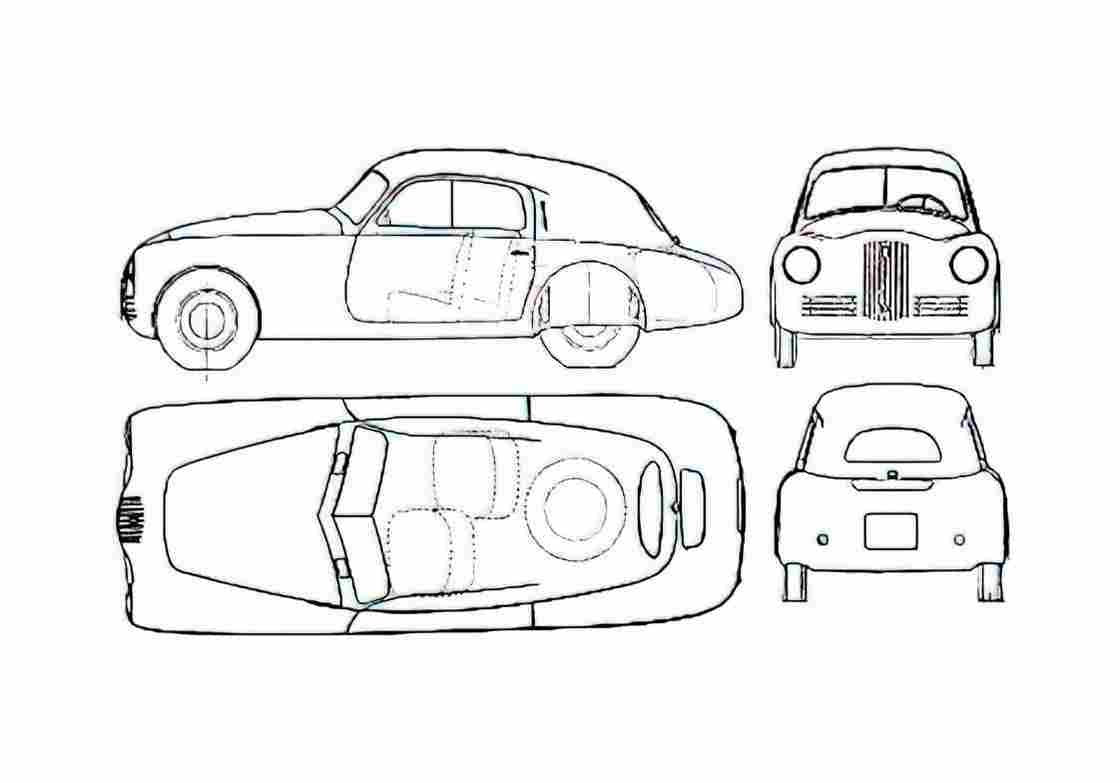 Blueprint Fiat 1100 S Coupe 1951 A4 Photo Print