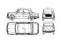 Blueprint Fiat 1100 Sedan 1960 A4 Photo Print