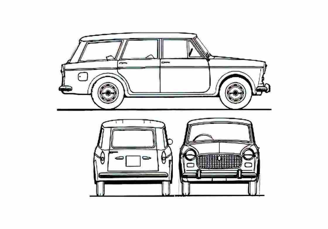 Blueprint Fiat 1100D Millecento Familiare Wagon 1964 A4 Photo Print