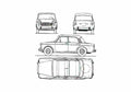 Blueprint Fiat 1100D Millecento Sedan 1962 A4 Photo Print