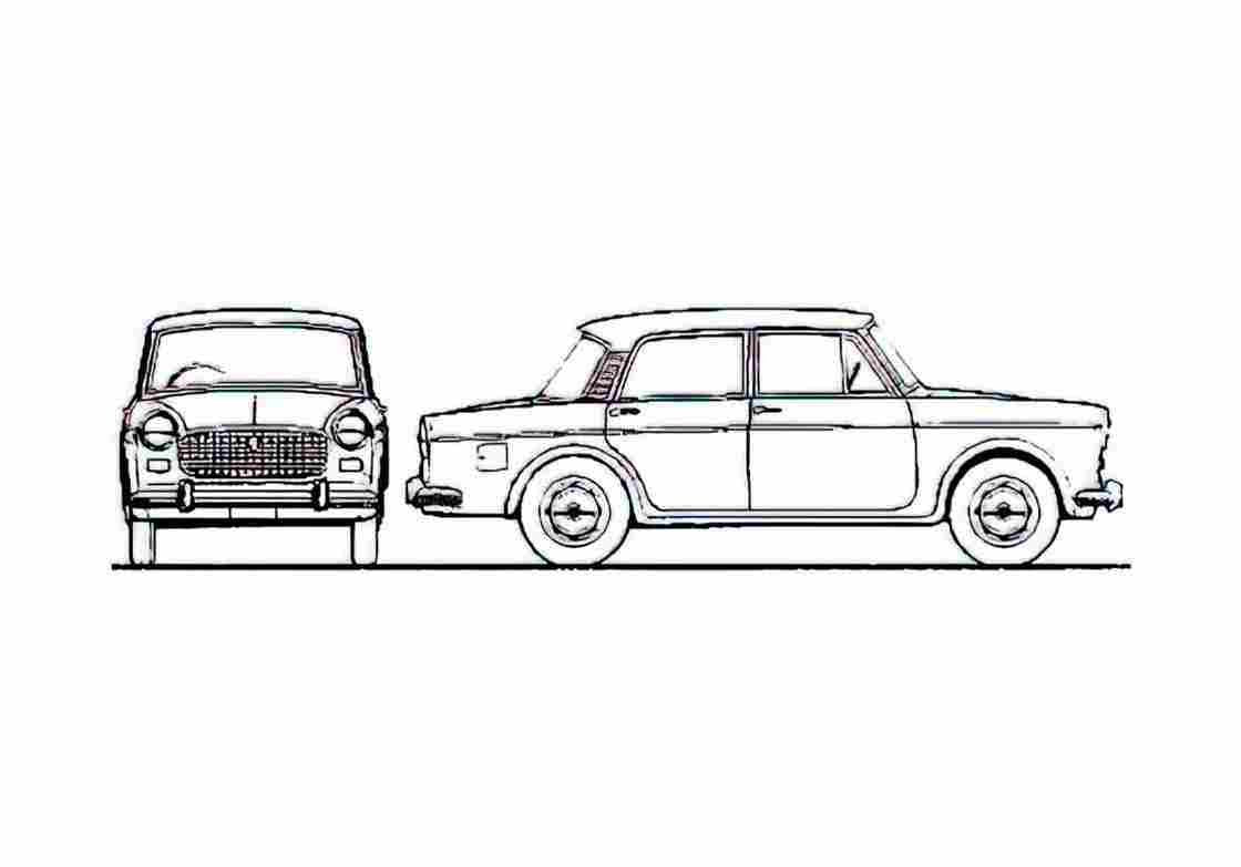 Blueprint Fiat 1100D Millecento Sedan 1964 A4 Photo Print
