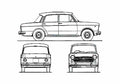 Blueprint Fiat 1100R Millecento Sedan 1967 A4 Photo Print
