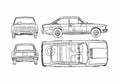 Blueprint Fiat 124 Coupe 1971 A4 Photo Print