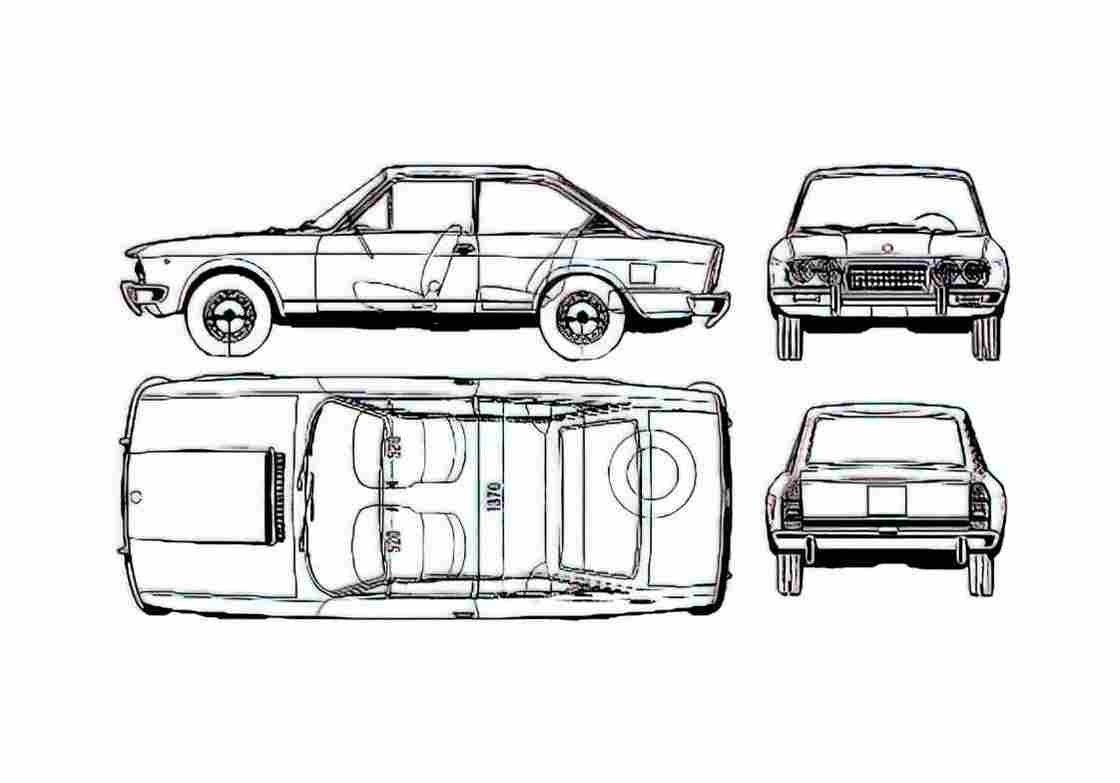Blueprint Fiat 124 Coupe 1973 A4 Photo Print