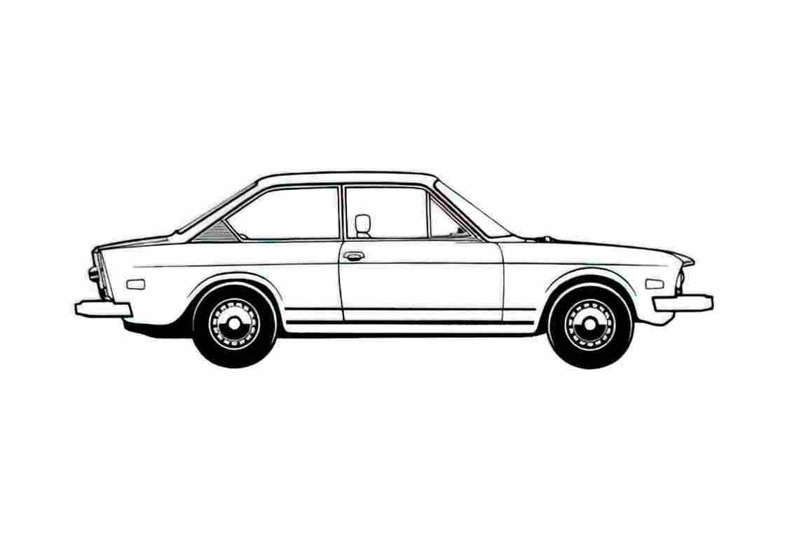Blueprint Fiat 124 Coupe 1975 A4 Photo Print