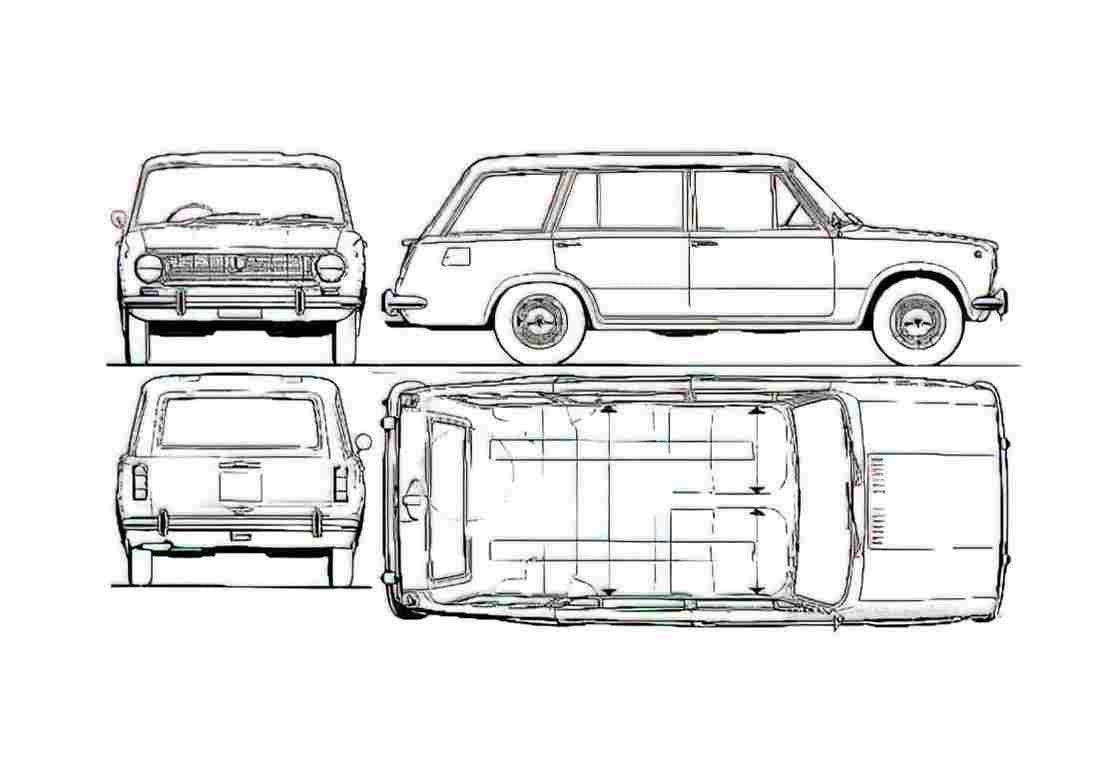 Blueprint Fiat 124 Familiale Wagon 1972 A4 Photo Print