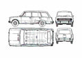 Blueprint Fiat 124 Familiale Wagon 1973 A4 Photo Print