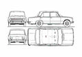 Blueprint Fiat 124 Sedan 1972 A4 Photo Print
