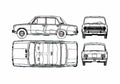Blueprint Fiat 124 Sedan 1973 A4 Photo Print