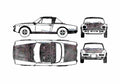 Blueprint Fiat 124 Spider Abarth Cabriolet 1973 A4 Photo Print