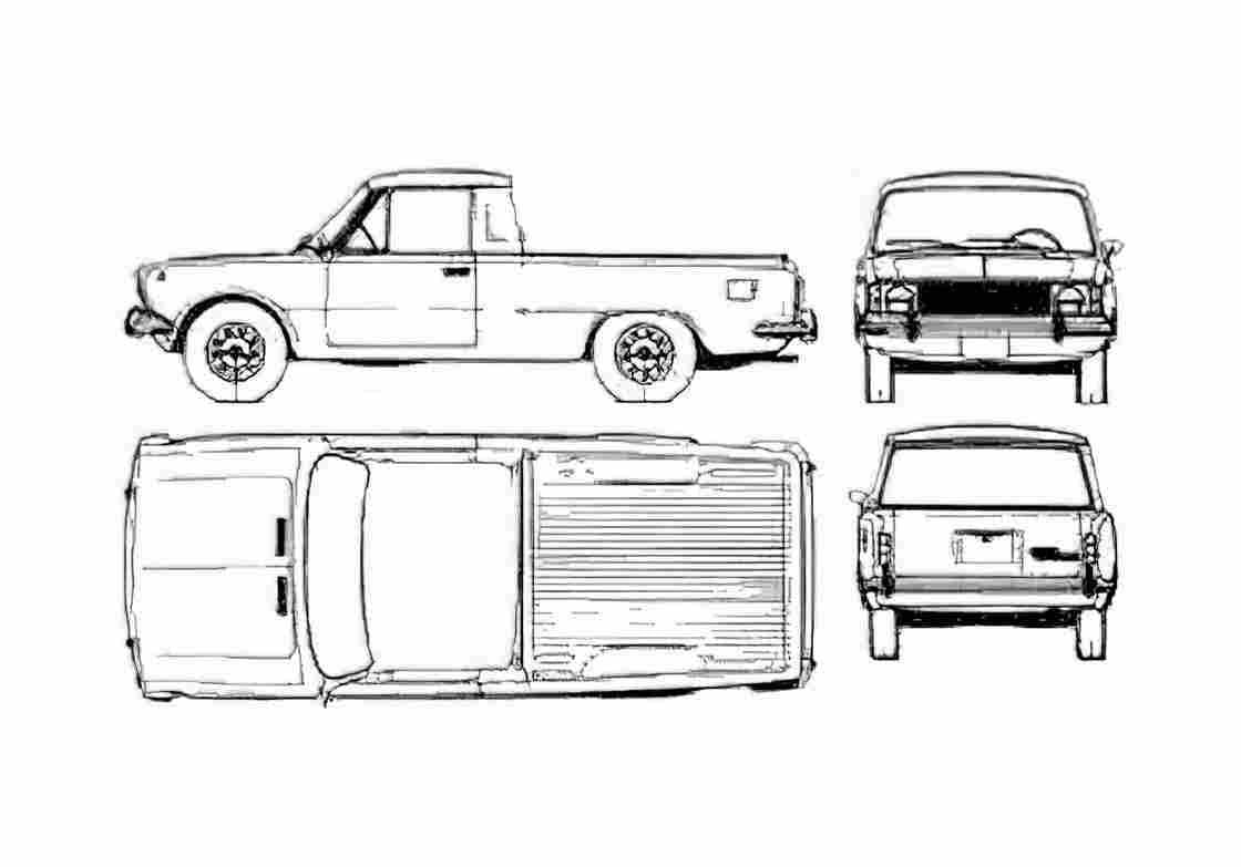 Blueprint Fiat 125 1600 Multicarga Pick up 1972 A4 Photo Print