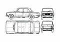 Blueprint Fiat 125 1600 Sedan 1969 A4 Photo Print