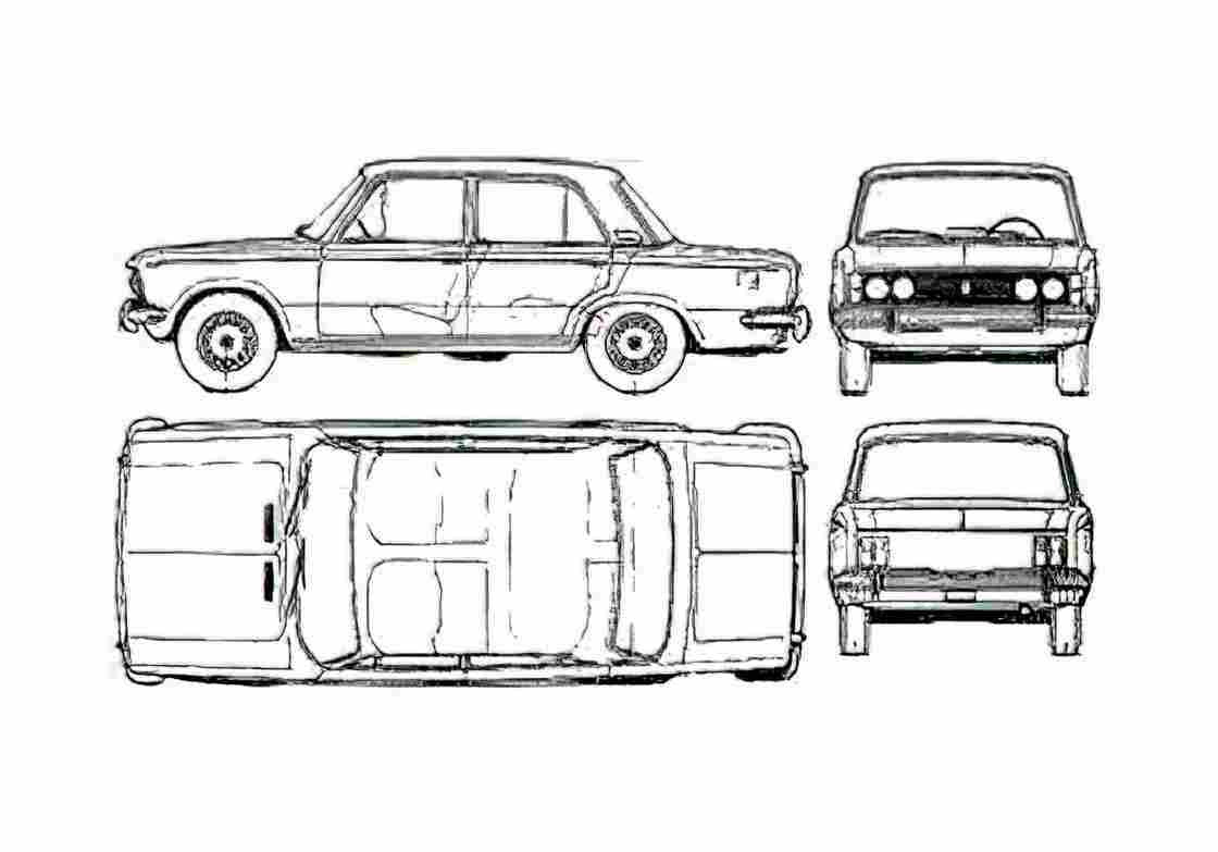 Blueprint Fiat 125 1600 Sedan 1969 A4 Photo Print