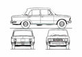 Blueprint Fiat 125 Sedan 1968 A4 Photo Print