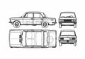 Blueprint Fiat 125 Sedan 1972 A4 Photo Print