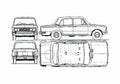Blueprint Fiat 125 Special Sedan 1972 A4 Photo Print