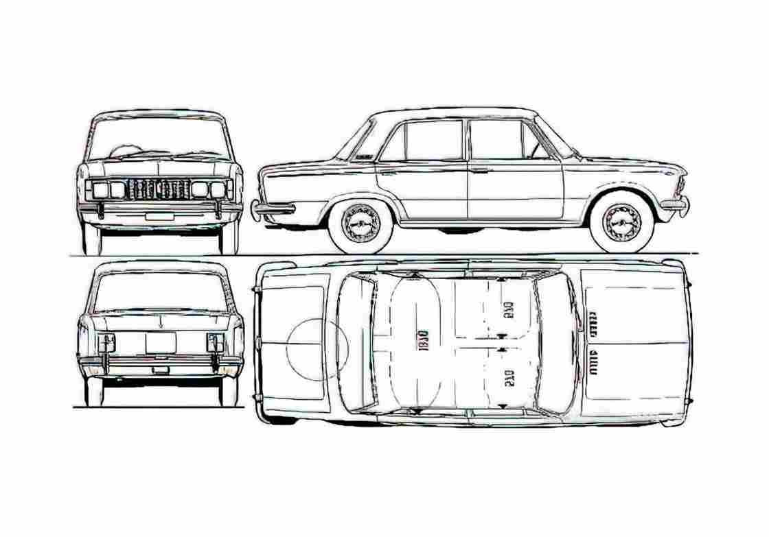 Blueprint Fiat 125 Special Sedan 1972 A4 Photo Print