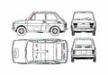 Blueprint Fiat 126 Hatchback 1973 A4 Photo Print