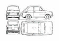 Blueprint Fiat 126 Hatchback 1976 A4 Photo Print