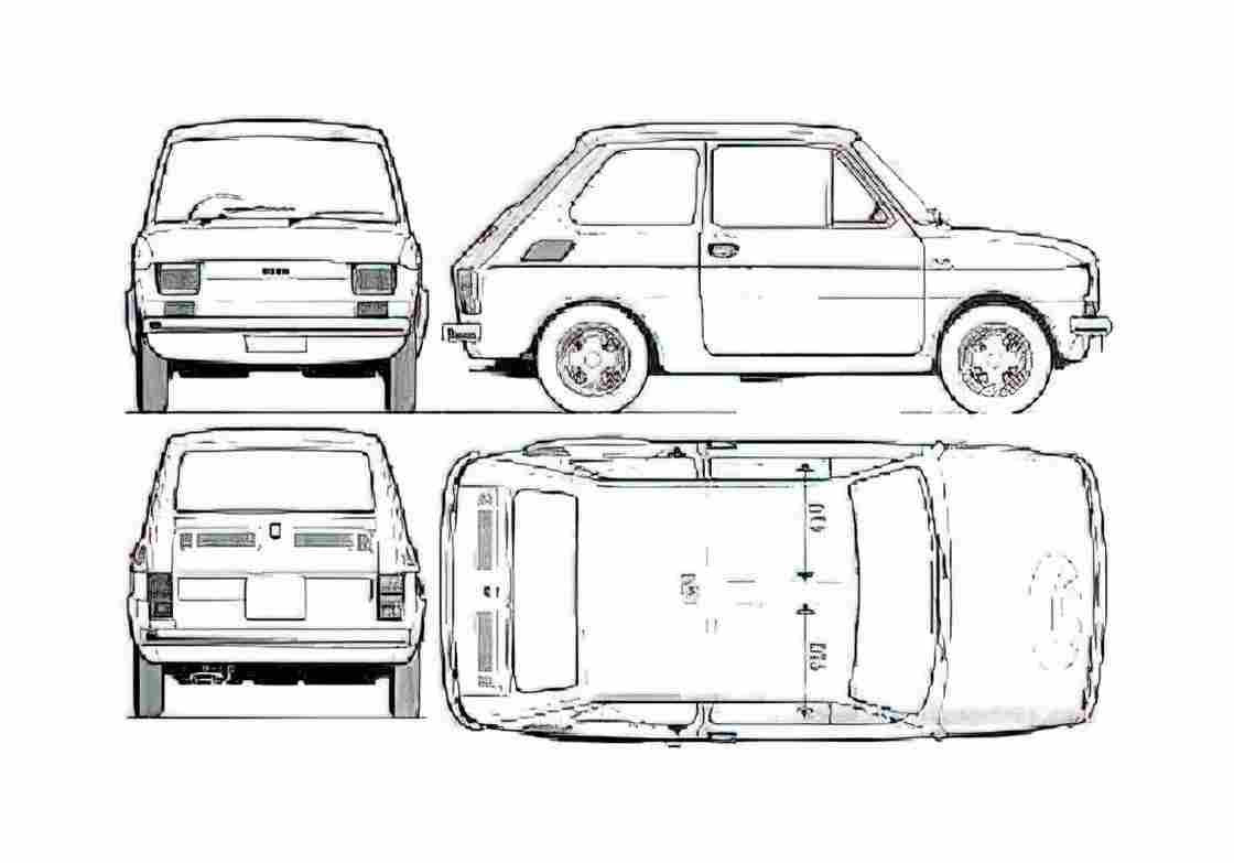 Blueprint Fiat 126 Hatchback 1976 A4 Photo Print