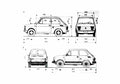 Blueprint Fiat 126P Hatchback 1973 A4 Photo Print