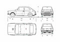 Blueprint Fiat 127 A Hatchback 1977 A4 Photo Print