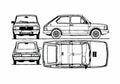 Blueprint Fiat 127 CL Hatchback 1983 A4 Photo Print