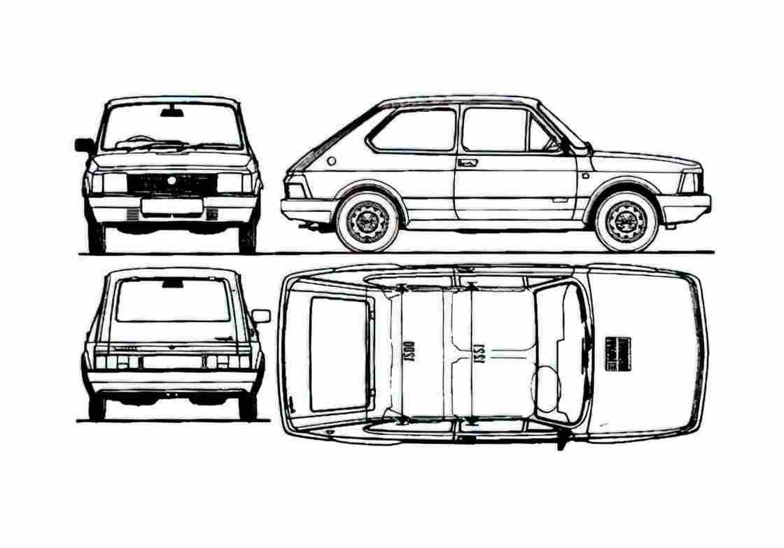 Blueprint Fiat 127 CL Hatchback 1983 A4 Photo Print