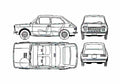 Blueprint Fiat 127 Hatchback 1973 A4 Photo Print