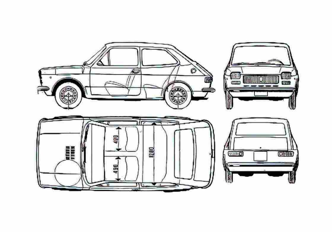 Blueprint Fiat 127 Hatchback 1973 A4 Photo Print