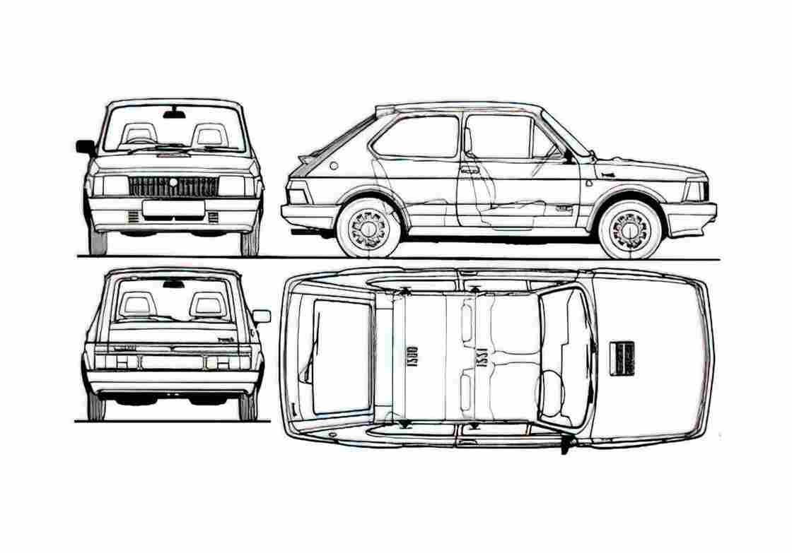 Blueprint Fiat 127 Sport Hatchback 1983 A4 Photo Print