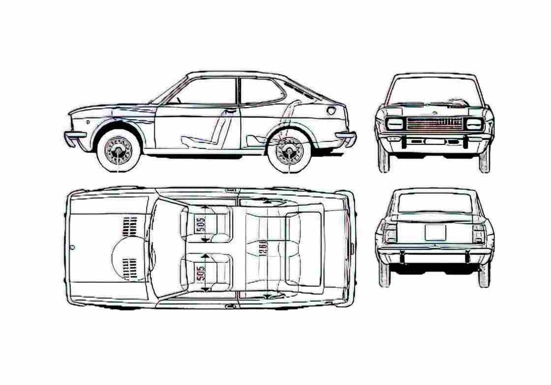 Blueprint Fiat 128 Coupe 1978 A4 Photo Print