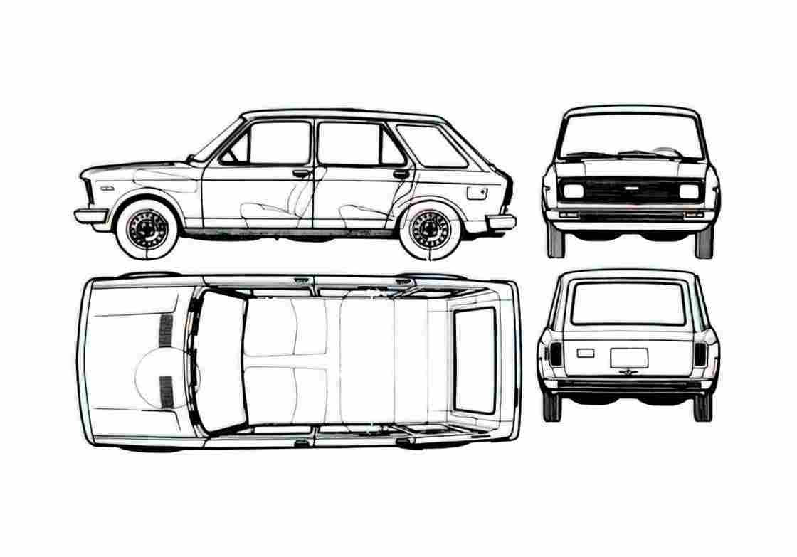 Blueprint Fiat 128 Europa CF Weekend Wagon 1977 A4 Photo Print