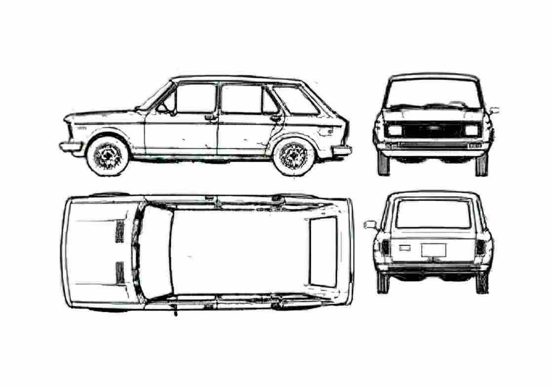 Blueprint Fiat 128 Europa Familiare Wagon 1978 A4 Photo Print