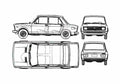Blueprint Fiat 128 Europa Sedan 1977 A4 Photo Print