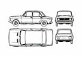 Blueprint Fiat 128 Europa Sedan 1978 A4 Photo Print