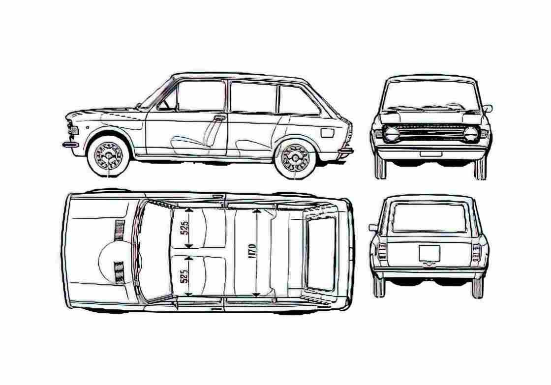 Blueprint Fiat 128 Familiale Wagon 1973 A4 Photo Print