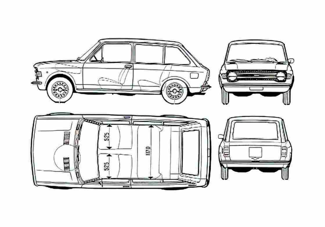Blueprint Fiat 128 Familiale Wagon 1979 A4 Photo Print