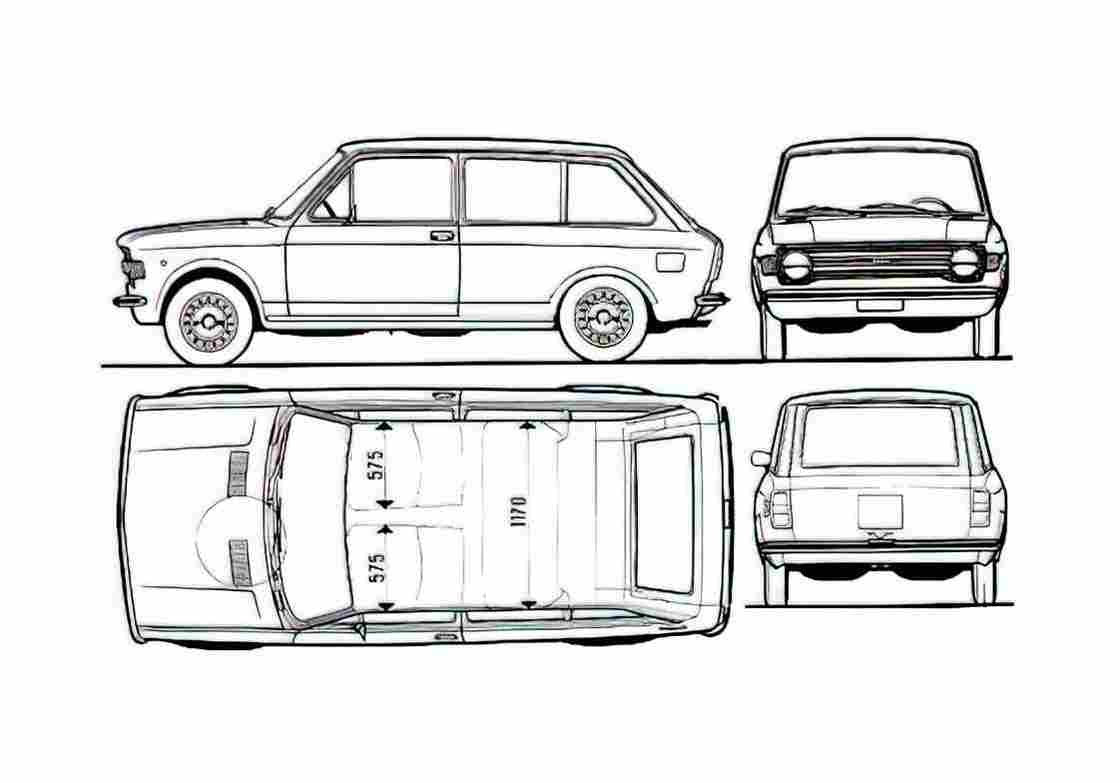 Blueprint Fiat 128 Familiare Hatchback 1972 A4 Photo Print