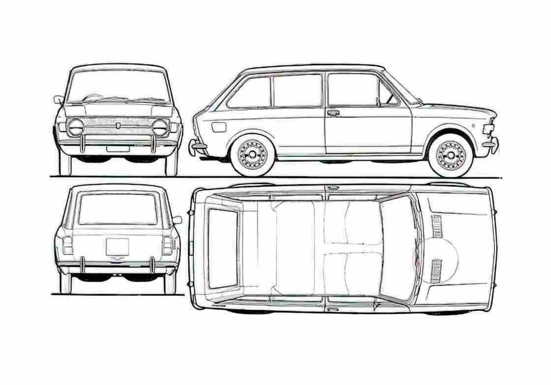 Blueprint Fiat 128 Familiare Wagon 1969 A4 Photo Print