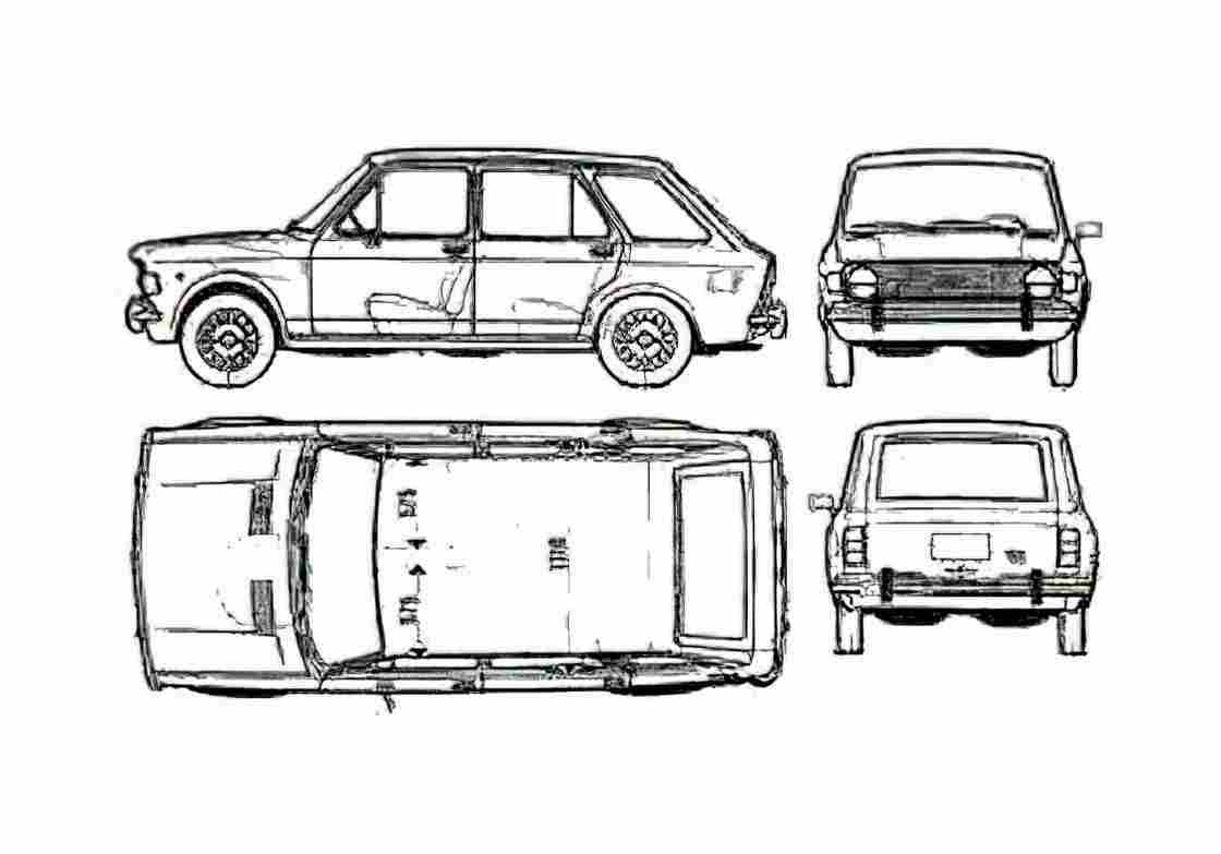 Blueprint Fiat 128 Familiare Wagon 1971 A4 Photo Print