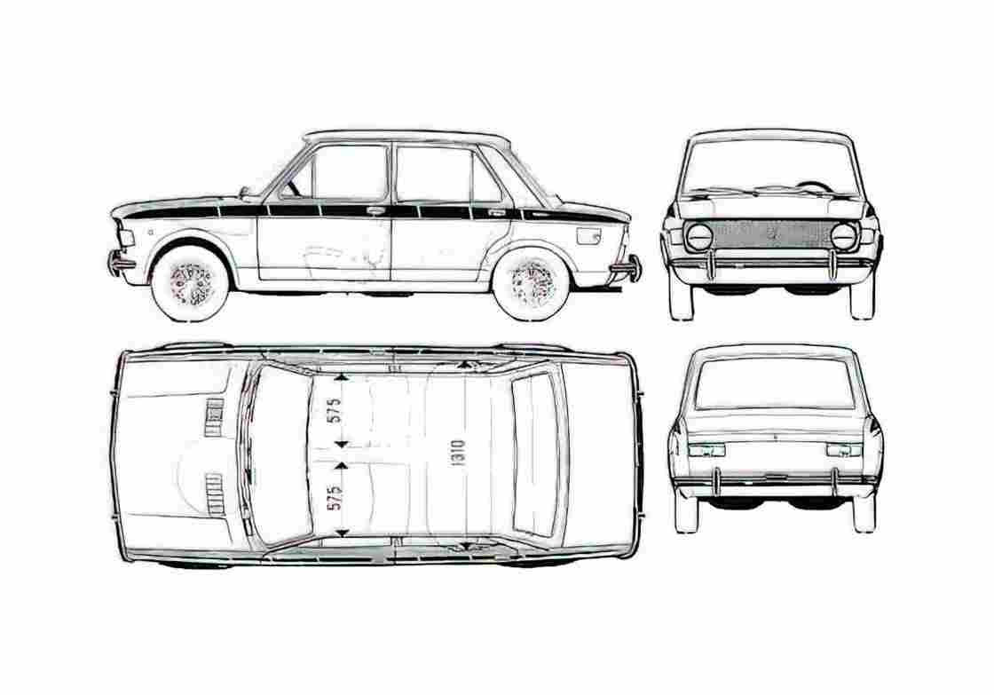 Blueprint Fiat 128 IAVA 1100 Sedan 1978 A4 Photo Print