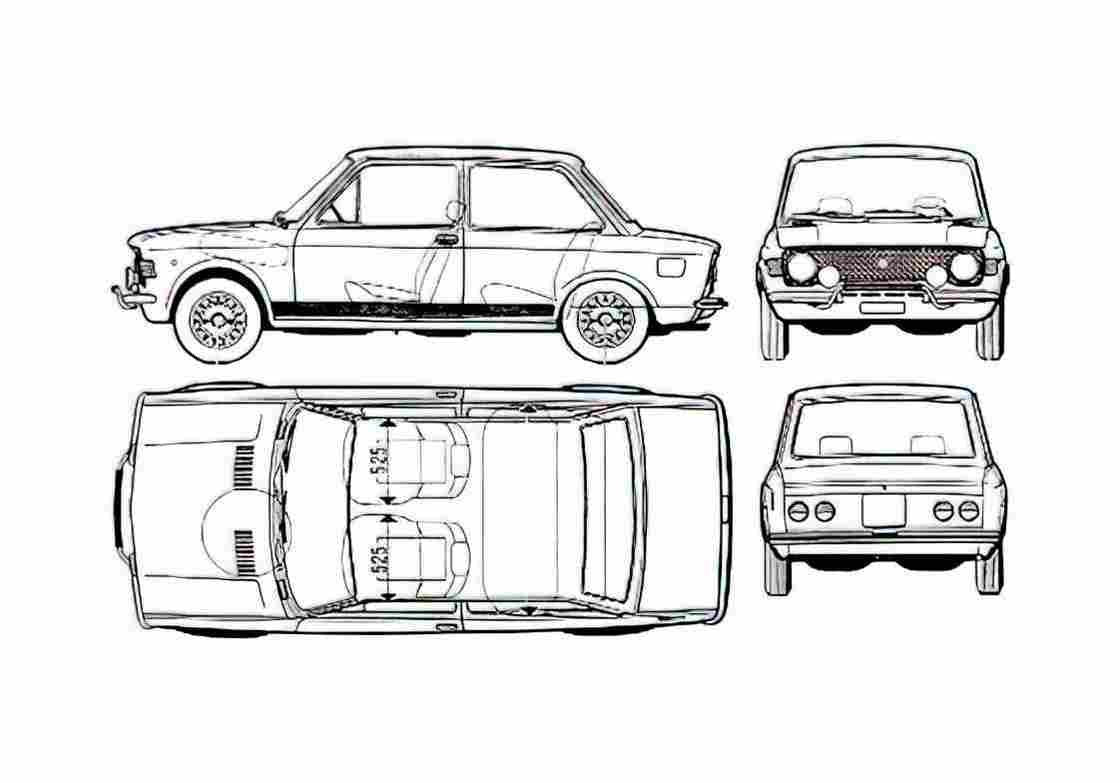 Blueprint Fiat 128 Rally Coupe 1977 A4 Photo Print