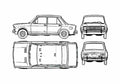 Blueprint Fiat 128 Sedan 1971 A4 Photo Print